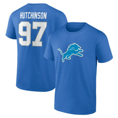 Aidan Hutchinson Detroit Lions Icon Name & Number T-Shirt - Blue sale