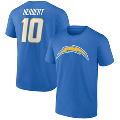 Justin Herbert Los Angeles Chargers Icon Name & Number T-Shirt - Powder Blue on sale