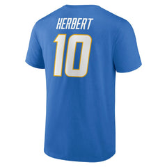 Justin Herbert Los Angeles Chargers Icon Name & Number T-Shirt - Powder Blue on sale