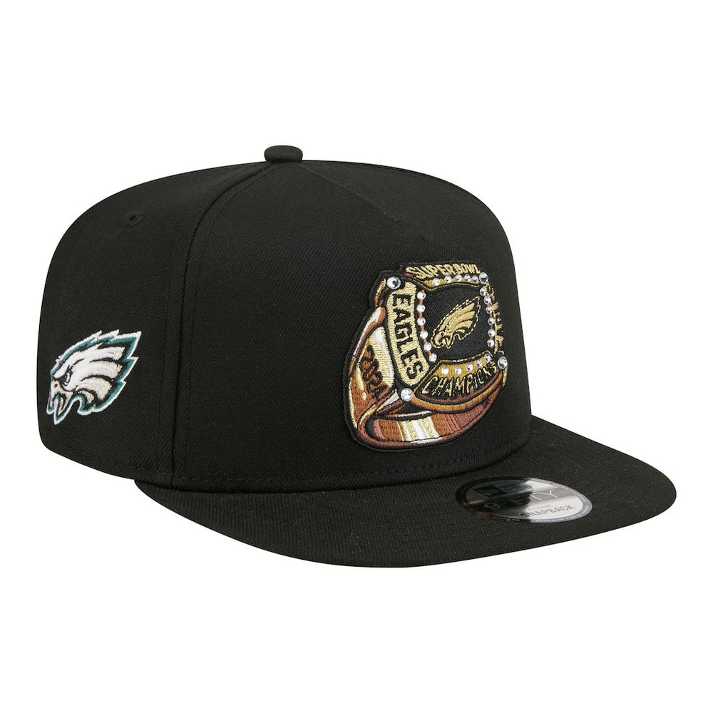 Philadelphia Eagles New Era Super Bowl Ring 9FIFTY A-Frame Adjustable Hat - Black on sale