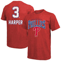 Bryce Harper Philadelphia Phillies Majestic Threads Triblend Name & Number T-Shirt - Red