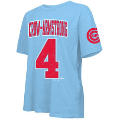 Pete Crow-Armstrong Chicago Cubs Majestic Threads Women's Oversized Name & Number T-Shirt - Light Blue