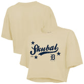 Tarik Skubal Detroit Tigers Majestic Threads Women's Boxy Crop Top - Cream