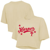 Bryce Harper Philadelphia Phillies Majestic Threads Women's Boxy Crop Top - Cream