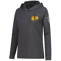 Connor Bedard Chicago Blackhawks Levelwear Women's Impression Name & Number Raglan Hoodie Charcoal