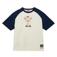 Atlanta Braves Women's Boyfriend Raglan T-Shirt - Cream | Mitchell & Ness
