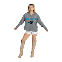 Carolina Panthers Gameday Couture Women's French Terry V-Neck Pullover Sweatshirt - Gray online