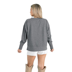 Denver Broncos Gameday Couture Women's French Terry V-Neck Pullover Sweatshirt - Gray for sale