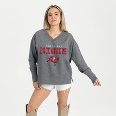 Tampa Bay Buccaneers Gameday Couture Women's French Terry V-Neck Pullover Sweatshirt - Gray sale