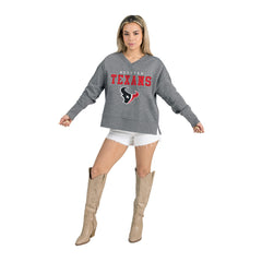Houston Texans Gameday Couture Women's French Terry V-Neck Pullover Sweatshirt - Gray online