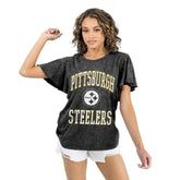 Pittsburgh Steelers Gameday Couture Women's Relaxed Flutter Sleeve T-Shirt - Black outlet