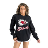 Kansas City Chiefs Gameday Couture Women's Oversized Long Sleeve T-Shirt - Black cheap