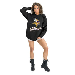Minnesota Vikings Gameday Couture Women's Oversized Long Sleeve T-Shirt - Black sale