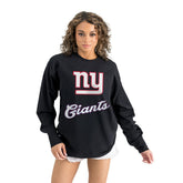 New York Giants Gameday Couture Women's Oversized Long Sleeve T-Shirt - Black outlet