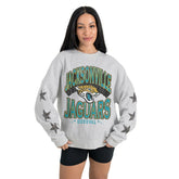 Jacksonville Jaguars Gameday Couture Women's Resilience Relaxed Rhinestone Pullover Sweatshirt - Ash on sale