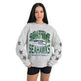 Seattle Seahawks Gameday Couture Women's Resilience Relaxed Rhinestone Pullover Sweatshirt - Ash outlet