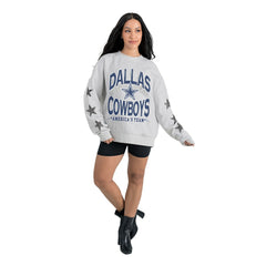 Dallas Cowboys Gameday Couture Women's Resilience Relaxed Rhinestone Pullover Sweatshirt - Ash on sale