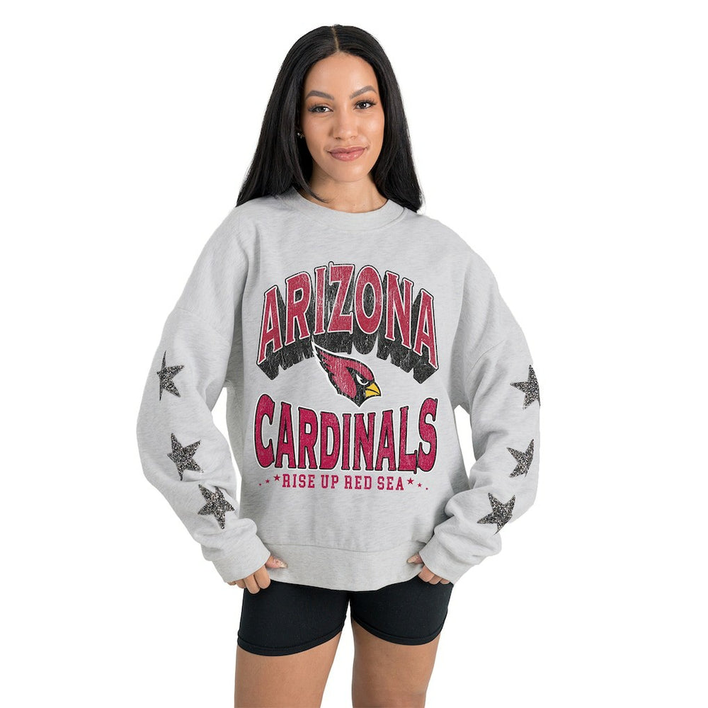 Arizona Cardinals Gameday Couture Women's Resilience Relaxed Rhinestone Pullover Sweatshirt - Ash online