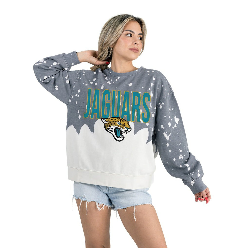 Jacksonville Jaguars Gameday Couture Women's Oversized Faded Wash Tri-Blend Pullover Sweatshirt - Gray cheap