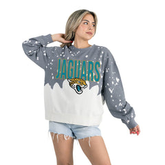 Jacksonville Jaguars Gameday Couture Women's Oversized Faded Wash Tri-Blend Pullover Sweatshirt - Gray cheap