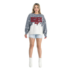 Tampa Bay Buccaneers Gameday Couture Women's Oversized Faded Wash Tri-Blend Pullover Sweatshirt - Gray discount