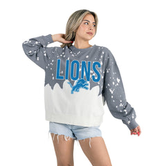 Detroit Lions Gameday Couture Women's Oversized Faded Wash Tri-Blend Pullover Sweatshirt - Gray cheap