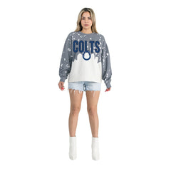 Indianapolis Colts Gameday Couture Women's Oversized Faded Wash Tri-Blend Pullover Sweatshirt - Gray discount
