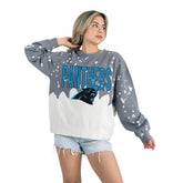 Carolina Panthers Gameday Couture Women's Oversized Faded Wash Tri-Blend Pullover Sweatshirt - Gray for sale