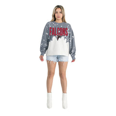 Atlanta Falcons Gameday Couture Women's Oversized Faded Wash Tri-Blend Pullover Sweatshirt - Gray outlet