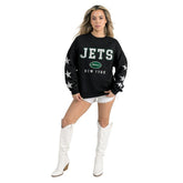 New York Jets Gameday Couture Women's Velocity Relaxed Rhinestone Pullover Sweatshirt - Black sale