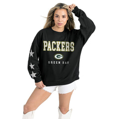 Green Bay Packers Gameday Couture Women's Velocity Relaxed Rhinestone Pullover Sweatshirt - Black sale