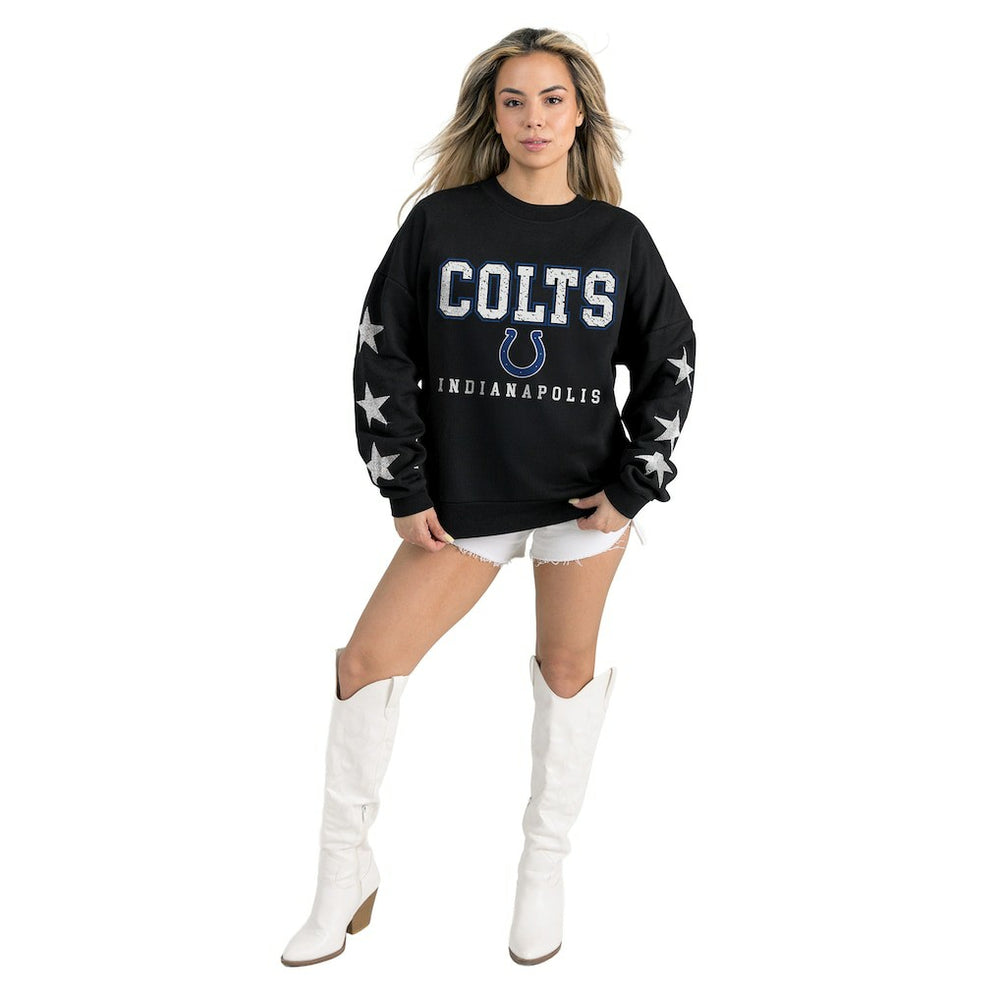 Indianapolis Colts Gameday Couture Women's Velocity Relaxed Rhinestone Pullover Sweatshirt - Black sale