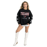 Houston Texans Gameday Couture Women's Velocity Relaxed Rhinestone Pullover Sweatshirt - Black discount