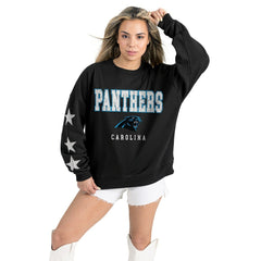 Carolina Panthers Gameday Couture Women's Velocity Relaxed Rhinestone Pullover Sweatshirt - Black sale