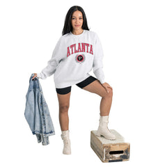 Atlanta Falcons Gameday Couture Women's Traditional Logo Oversized Premium Fleece Pullover Sweatshirt - Ash outlet