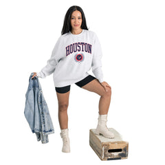Houston Texans Gameday Couture Women's Traditional Logo Oversized Premium Fleece Pullover Sweatshirt - Ash for sale