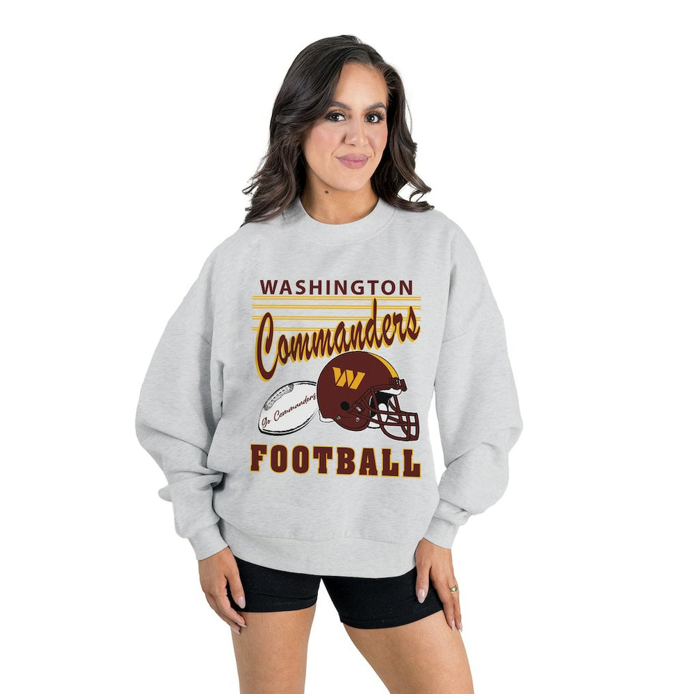 Washington Commanders Gameday Couture Women's Home Turf Oversized Premium Fleece Pullover Sweatshirt - Ash for sale
