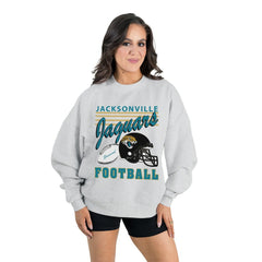 Jacksonville Jaguars Gameday Couture Women's Home Turf Oversized Premium Fleece Pullover Sweatshirt - Ash discount