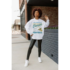 Los Angeles Chargers Gameday Couture Women's Home Turf Oversized Premium Fleece Pullover Sweatshirt - Ash for sale