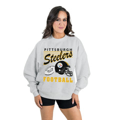 Pittsburgh Steelers Gameday Couture Women's Home Turf Oversized Premium Fleece Pullover Sweatshirt - Ash online