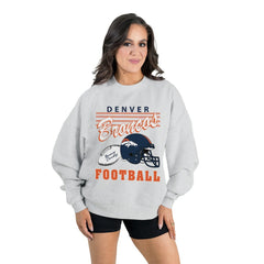 Denver Broncos Gameday Couture Women's Home Turf Oversized Premium Fleece Pullover Sweatshirt - Ash cheap