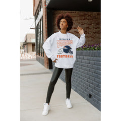 Denver Broncos Gameday Couture Women's Home Turf Oversized Premium Fleece Pullover Sweatshirt - Ash cheap