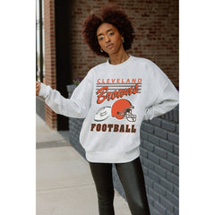 Cleveland Browns Gameday Couture Women's Home Turf Oversized Premium Fleece Pullover Sweatshirt - Ash cheap
