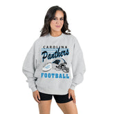 Carolina Panthers Gameday Couture Women's Home Turf Oversized Premium Fleece Pullover Sweatshirt - Ash cheap