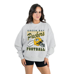 Green Bay Packers Gameday Couture Women's Home Turf Oversized Premium Fleece Pullover Sweatshirt - Ash sale