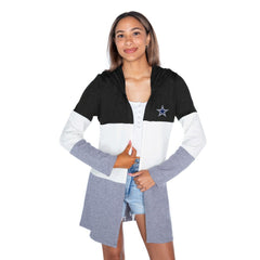 Dallas Cowboys Gameday Couture Women's Tri-Blend Color Block Lightweight Cardigan Hoodie - Black sale