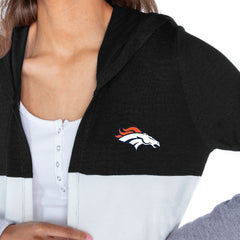 Denver Broncos Gameday Couture Women's Tri-Blend Color Block Lightweight Cardigan Hoodie - Black sale