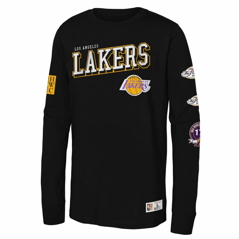 Los Angeles Lakers Youth Hardwood Classics Training Camp Long Sleeve T-Shirt - Black | Mitchell & Ness for sale