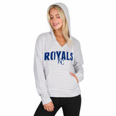 Kansas City Royals Concepts Sport Women's Liftoff Striped V-Neck Hoodie - White/Gray