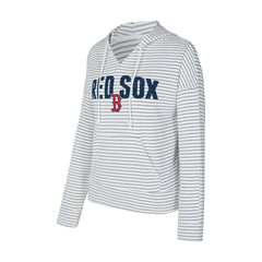 Boston Red Sox Concepts Sport Women's Liftoff Striped V-Neck Hoodie - White/Gray